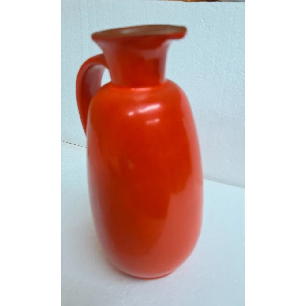 Vintage Frankoma Pottery Flaming Red Orange 24 Ounce Pitcher #835 - Picture 6 of 7